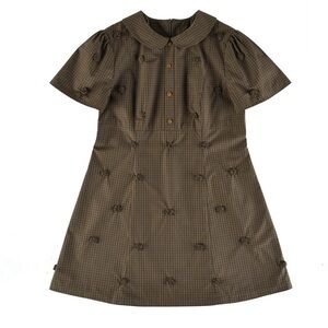 My Mum Made It - ROSETTE CHECK MINI DRESS - IVY CHECK